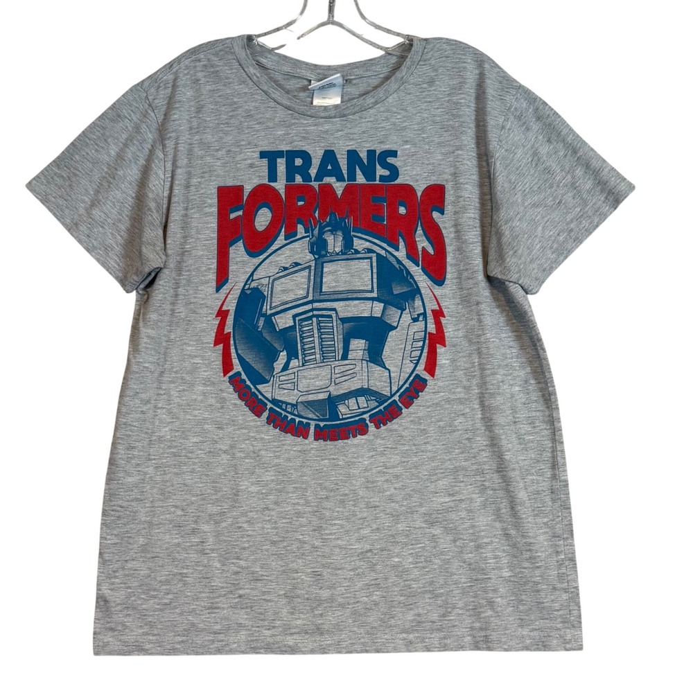 Transformers Optimus Prime Graphic T-Shirt Mens XL Gray‎ Retro Short Sleeve Tee